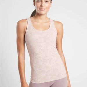 Athleta Scoop Tank Texture,Frosted Floral Velvety Pink/ Icelandic Min size M